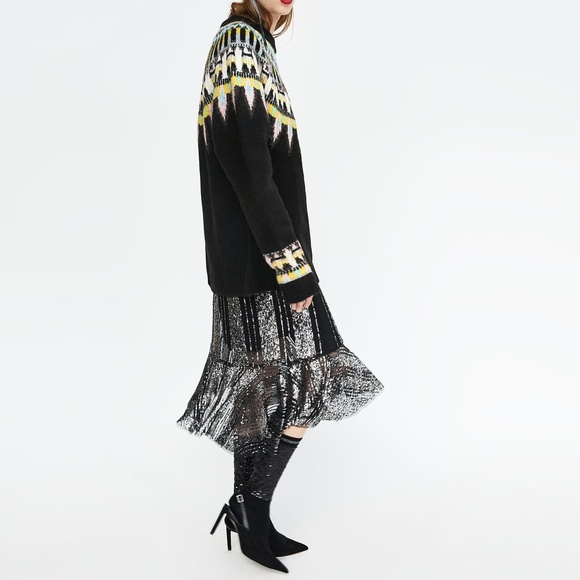 Zara Sequinned Sock Style Slingback Court Heels - Picture 4 of 8